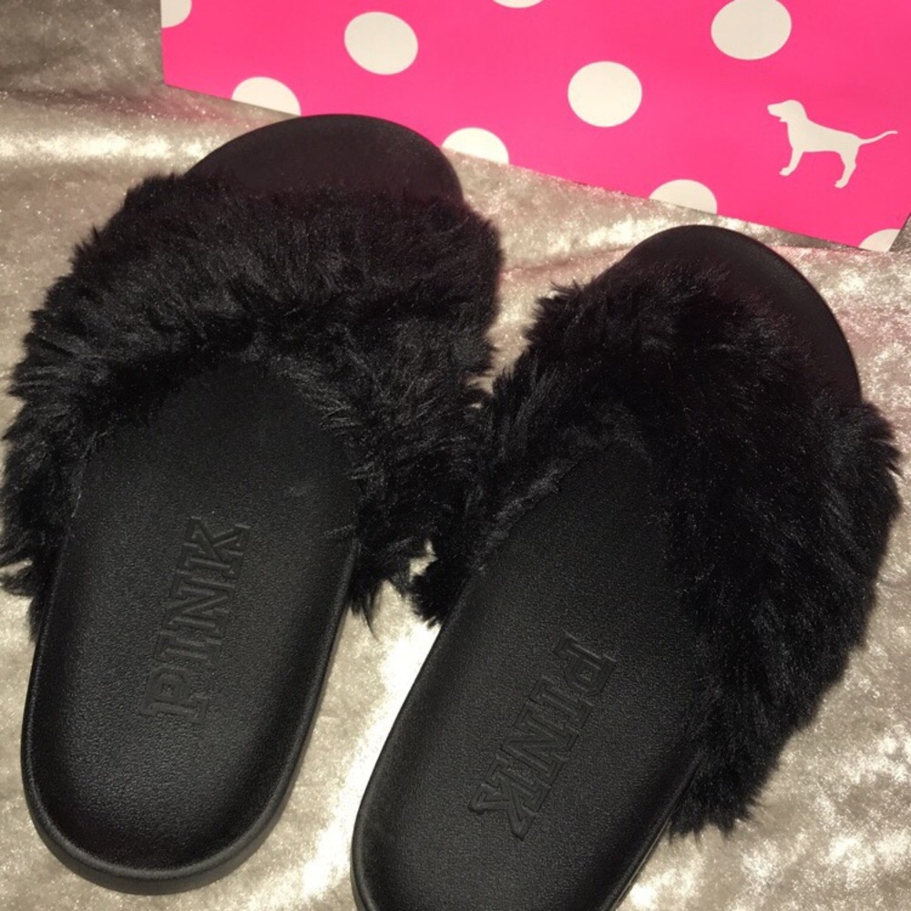 PINK fluffy slides